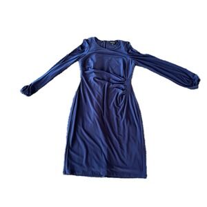 Lauren Ralph Lauren Blue Ruched Sleeve Cold Shoulder Dress Size 8